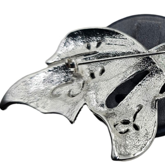 Napier Silver Tone Rhinestone Swirl‎ Bling Bow Brooch Pin Vintage 90s Y2K - Picture 7 of 7